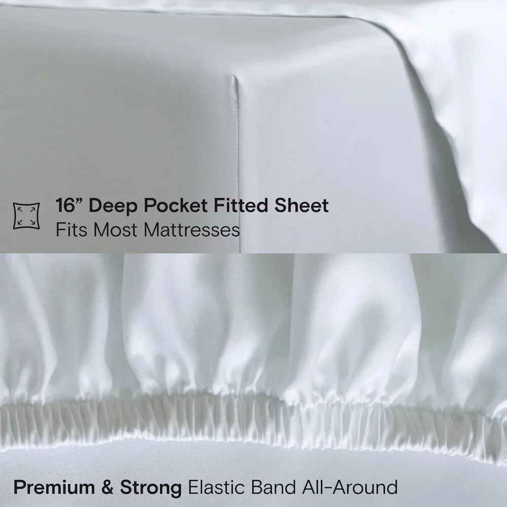 NWT Sijo DOZ Bamboo Sheet Set 2 PC- 1 Pillowcases 1 Fitted Sheet Snow Twin
